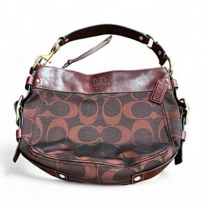 Vintage Y2K Coach Zoe Burgundy Shoulder Bag Gold Accent